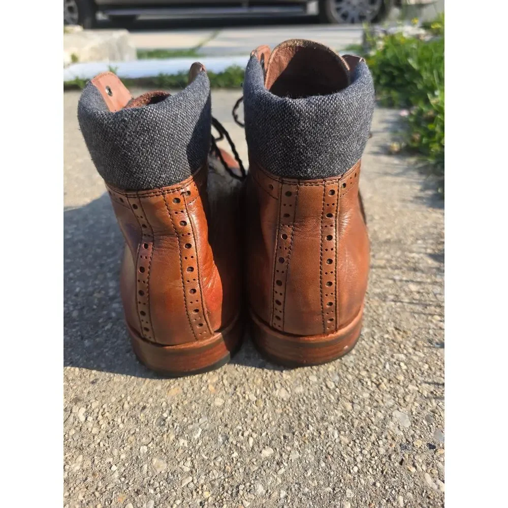 Warfield & Grand Grady Men's Size 13 Brown Leather Brogue Cap Toe Boots